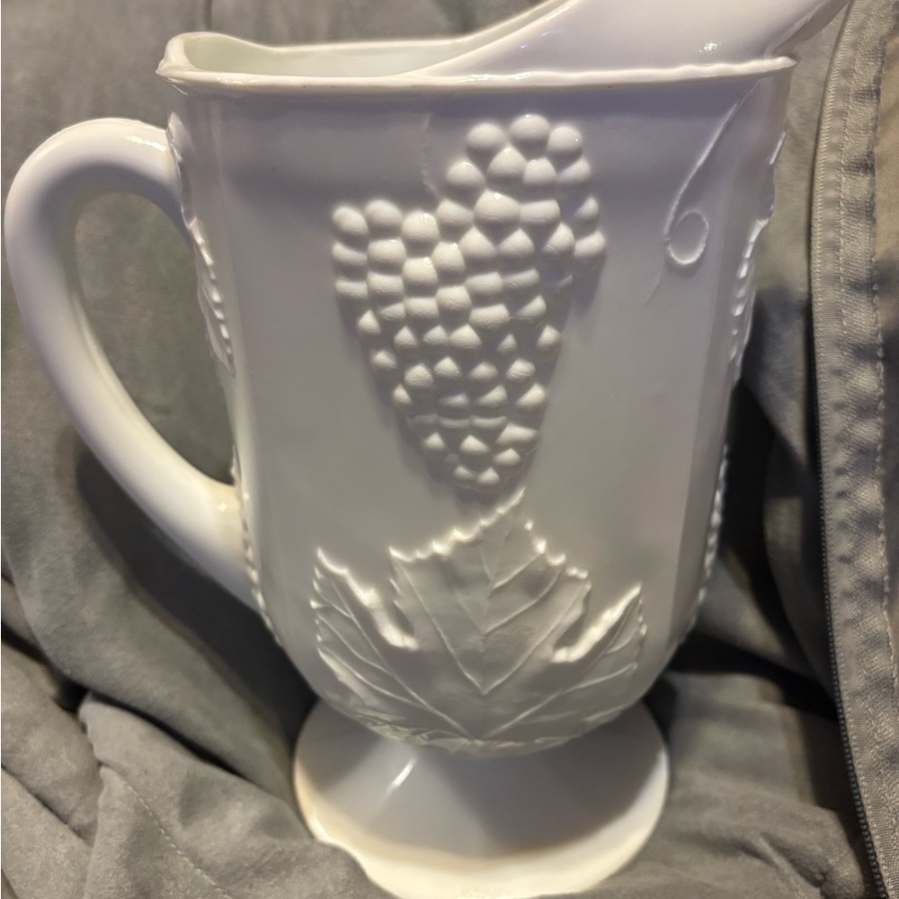 Elegant White Grape Motif Pitcher